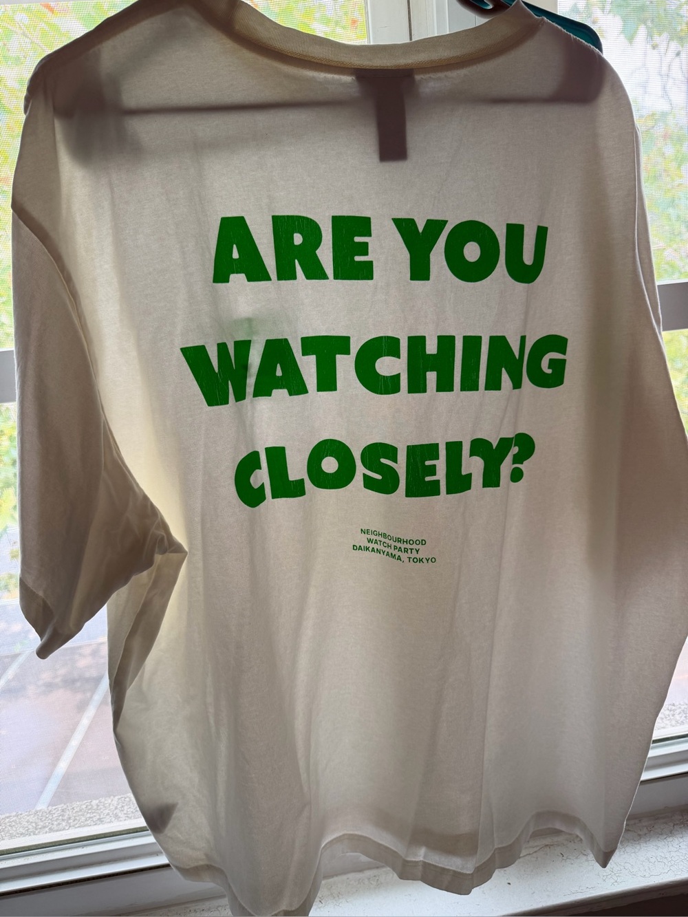 H&M White Short-Sleeve Tee with Green 'ARE YOU WATCHING CLOSELY?' Graphic - Picture 2 of 4